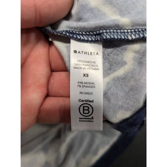 Athleta Santorin Thera Summer Sun Dress Tie Dye Navy Blue White Size Extra Small - Picture 5 of 5
